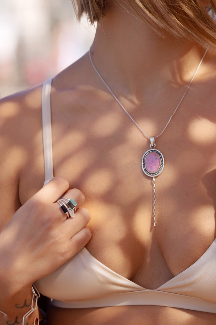 שרשרת עניבה -אבן רודונייט