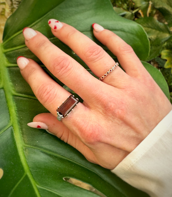 טבעת לורן-אבן סמוקי קוורץ