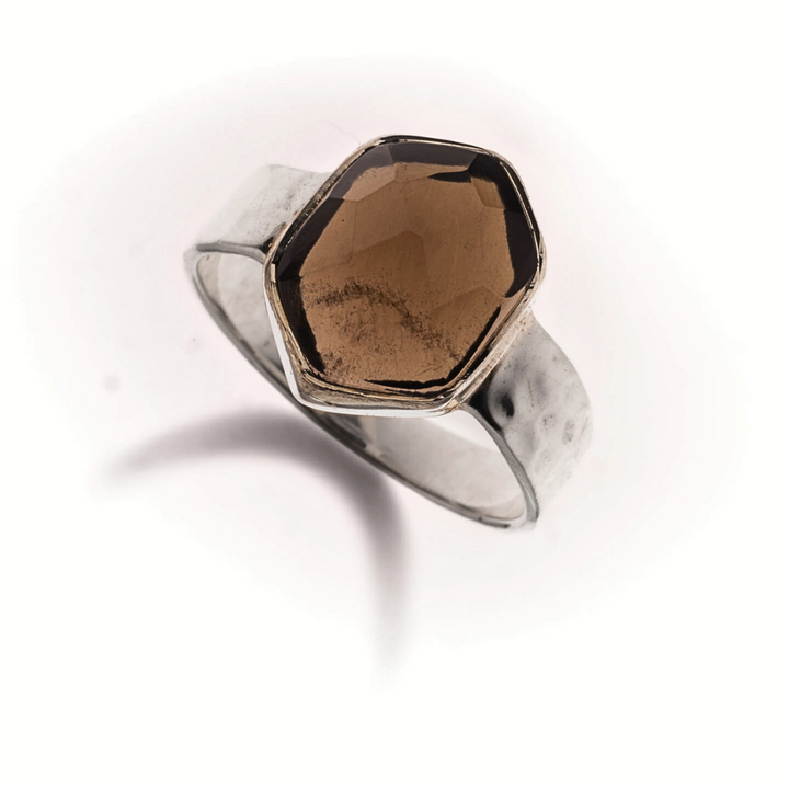 טבעת אשלי- אבן סמוקי קוורץ
