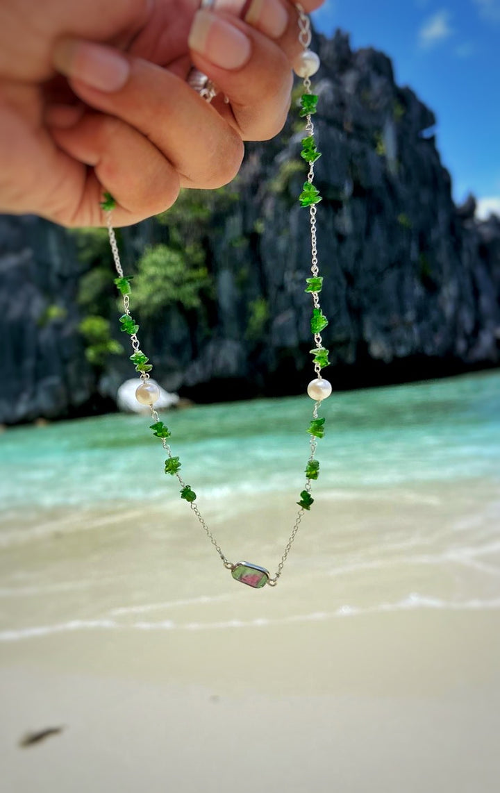 שרשרת קולר-אבן טורמלין אבטיח