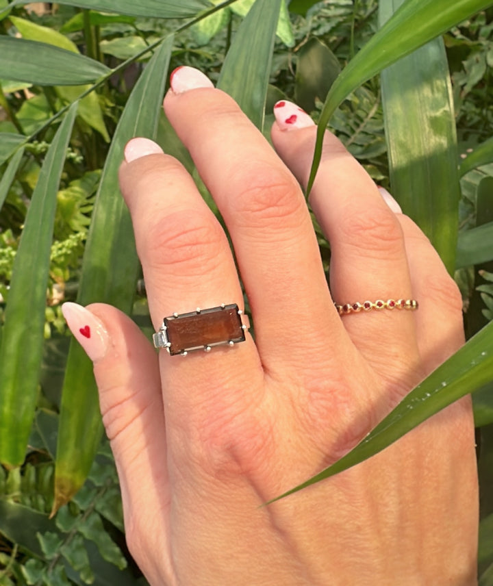 טבעת לורן-אבן סמוקי קוורץ