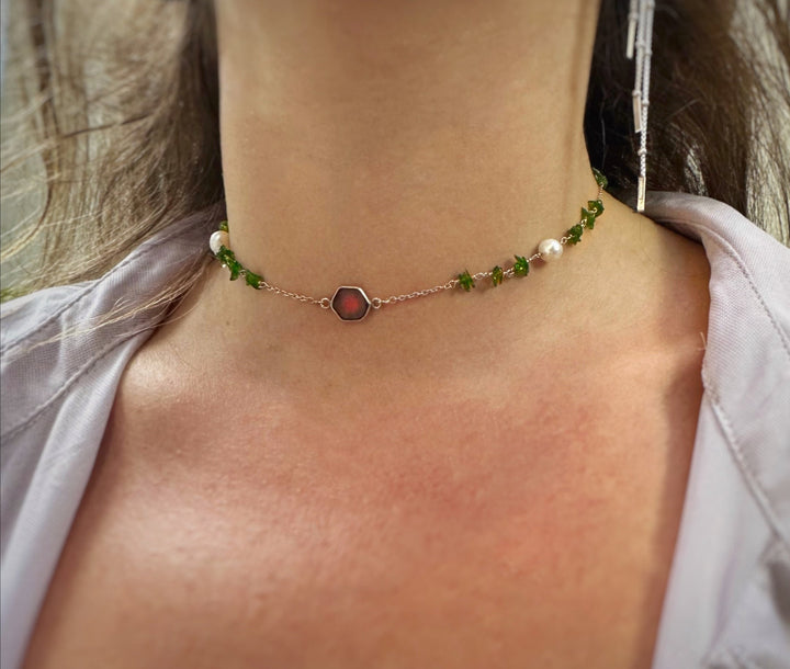 שרשרת קולר-אבן טורמלין אבטיח