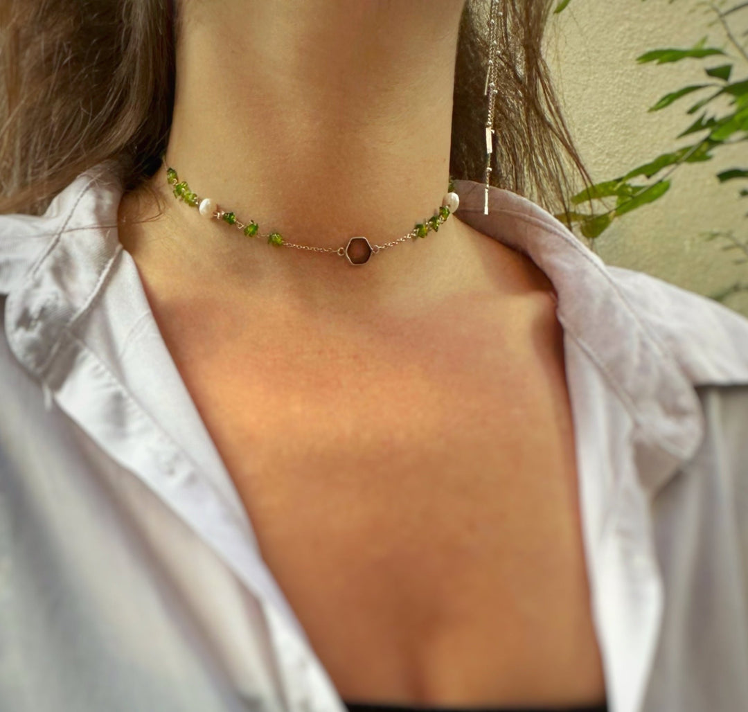 שרשרת קולר-אבן טורמלין אבטיח