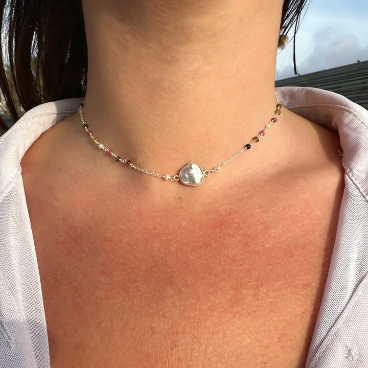 שרשרת קולר- אבן פנינה