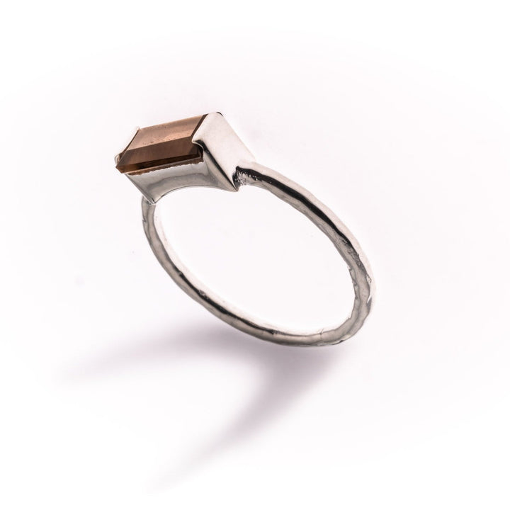 טבעת לילה- אבן סמוקי קוורץ