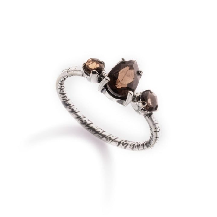 טבעת ויקטוריה-אבני סמוקי קוורץ