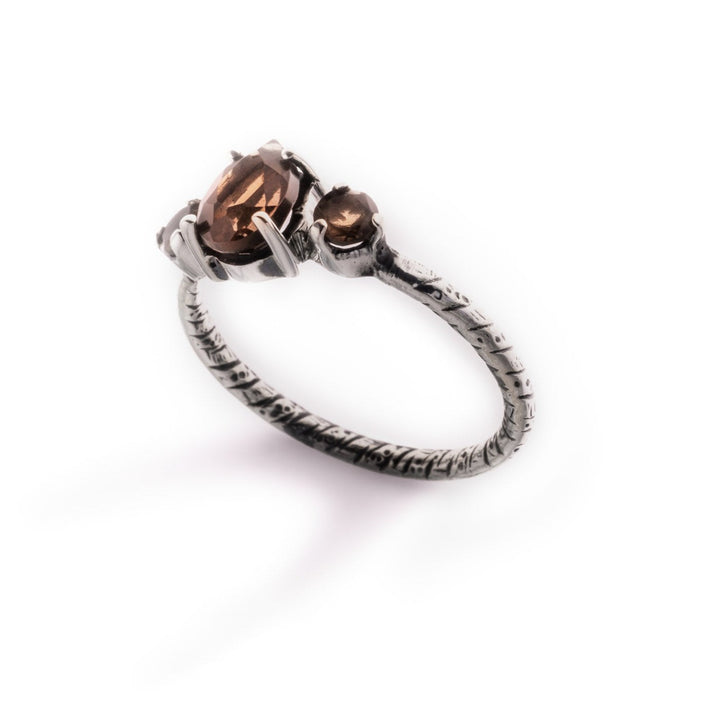 טבעת ויקטוריה-אבני סמוקי קוורץ