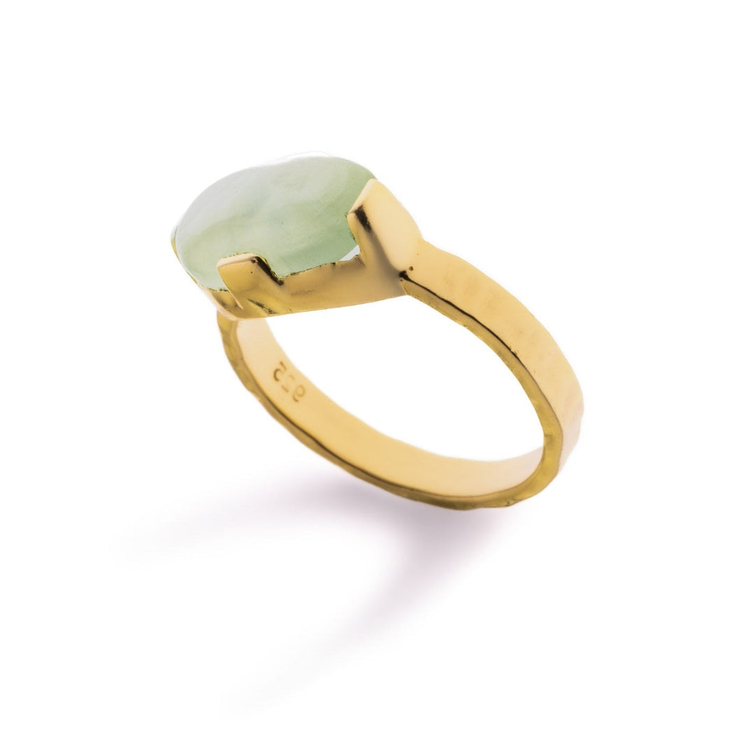 טבעת ג׳ולי ציפוי זהב-אבן פריהנייט