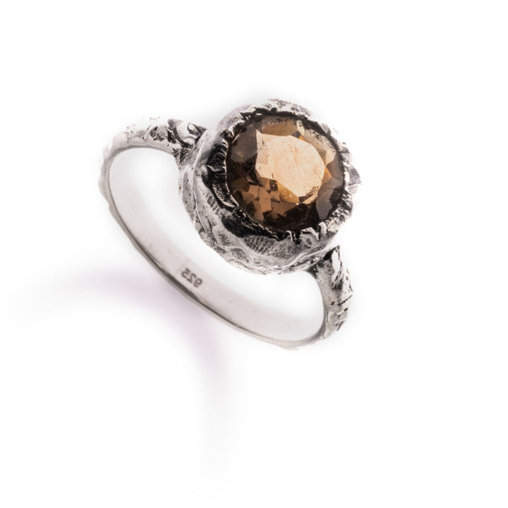 טבעת עלמה - אבן סמוקי קוורץ