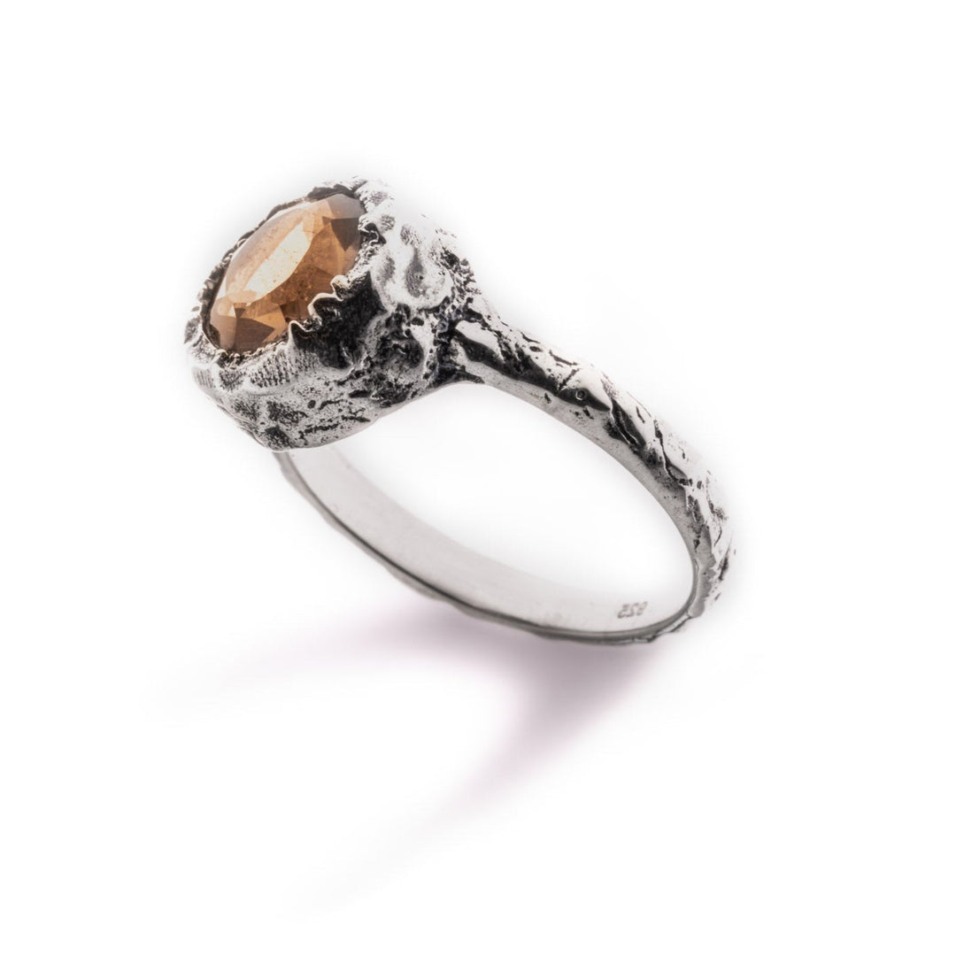 טבעת עלמה - אבן סמוקי קוורץ