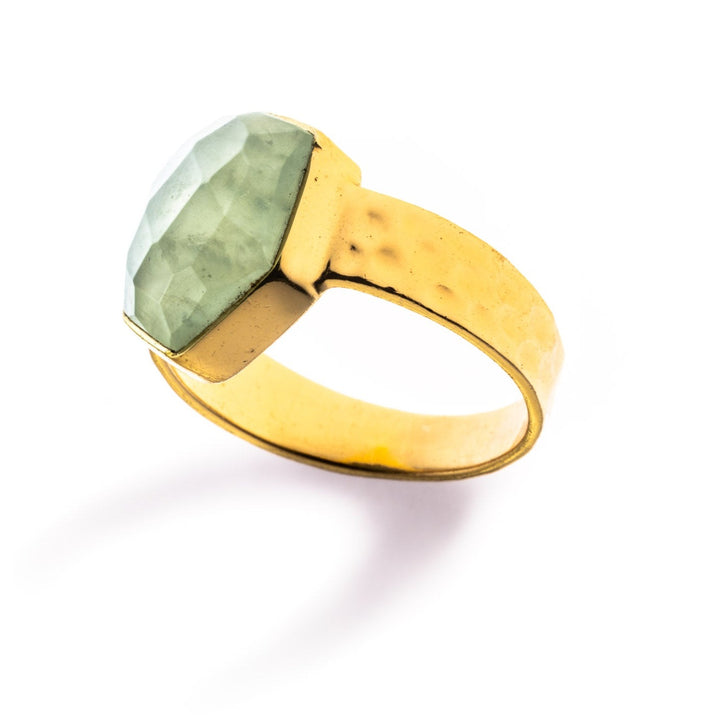 טבעת אשלי ציפוי זהב-אבן פריהנייט