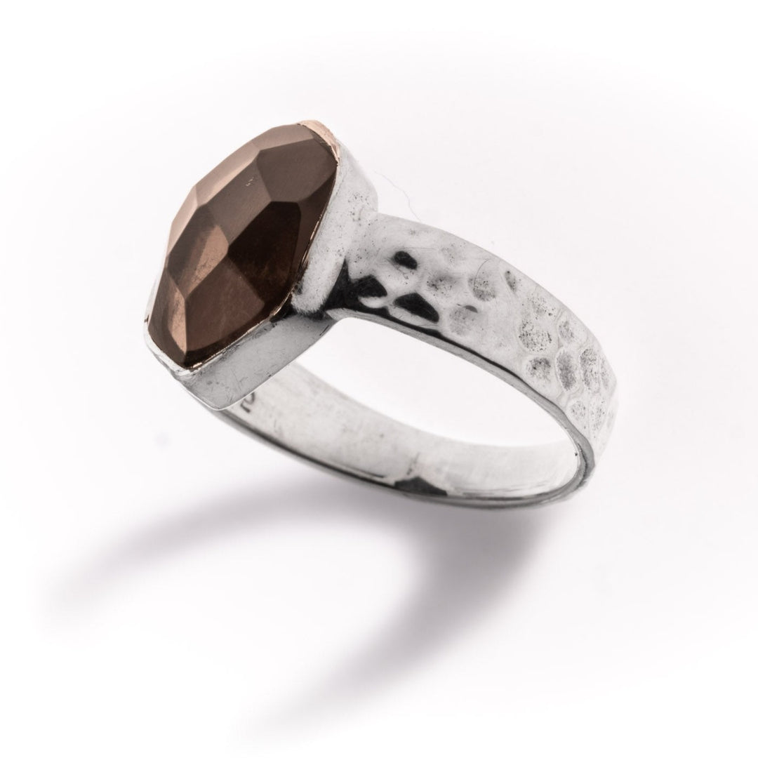 טבעת אשלי- אבן סמוקי קוורץ