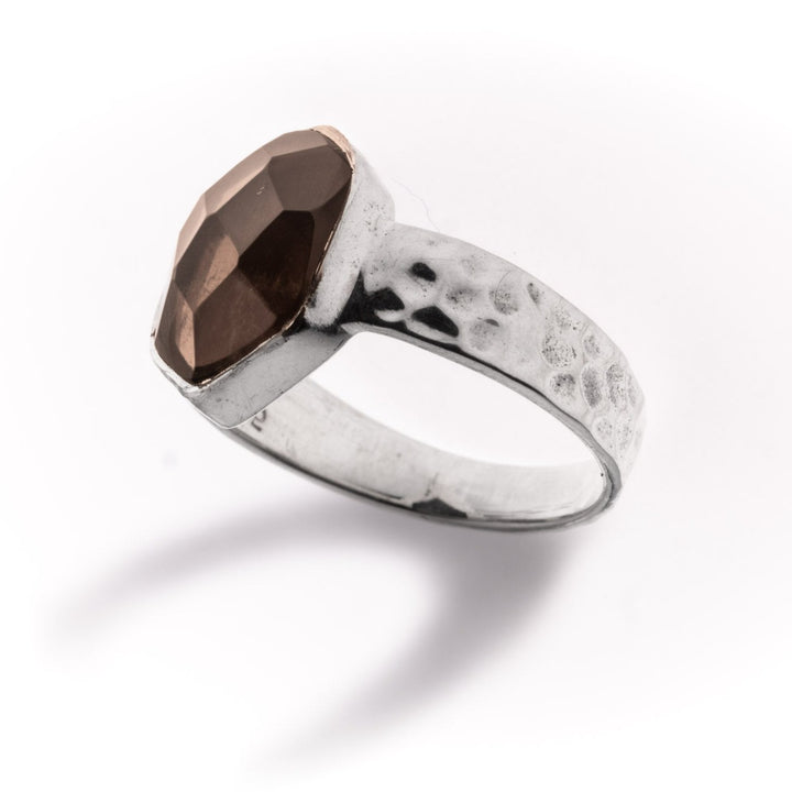 טבעת אשלי- אבן סמוקי קוורץ