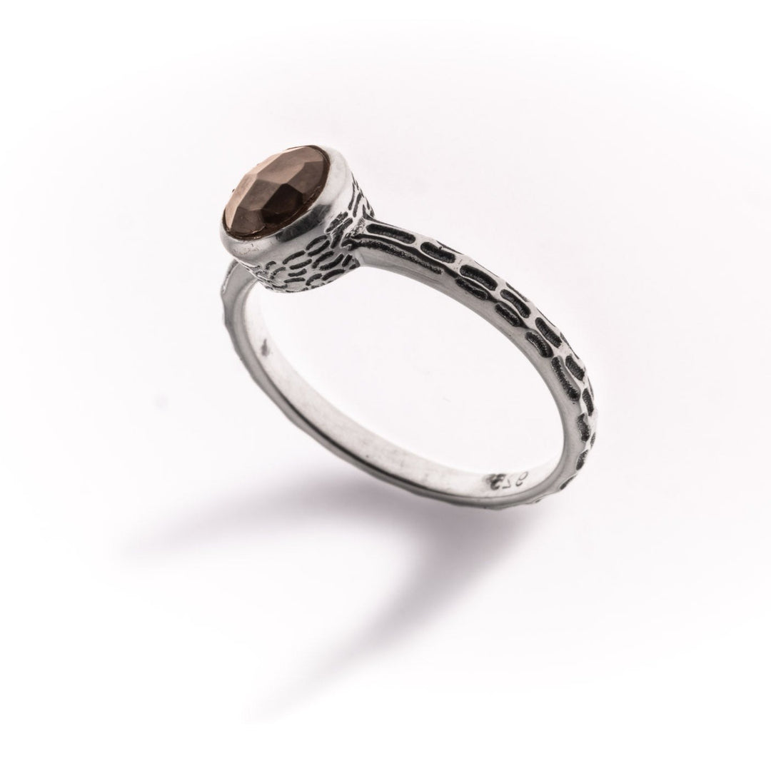 טבעת אלין-אבן סמוקי קוורץ