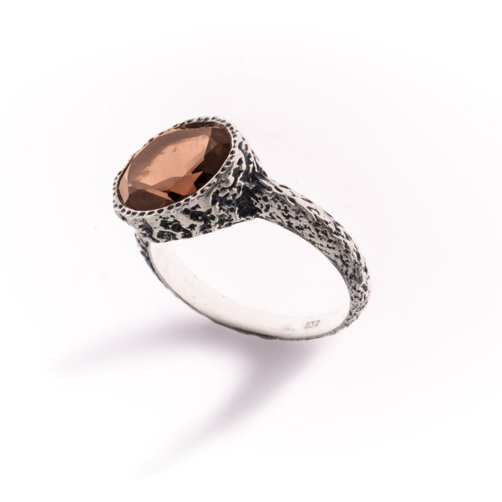 טבעת רונה- אבן סמוקי קוורץ