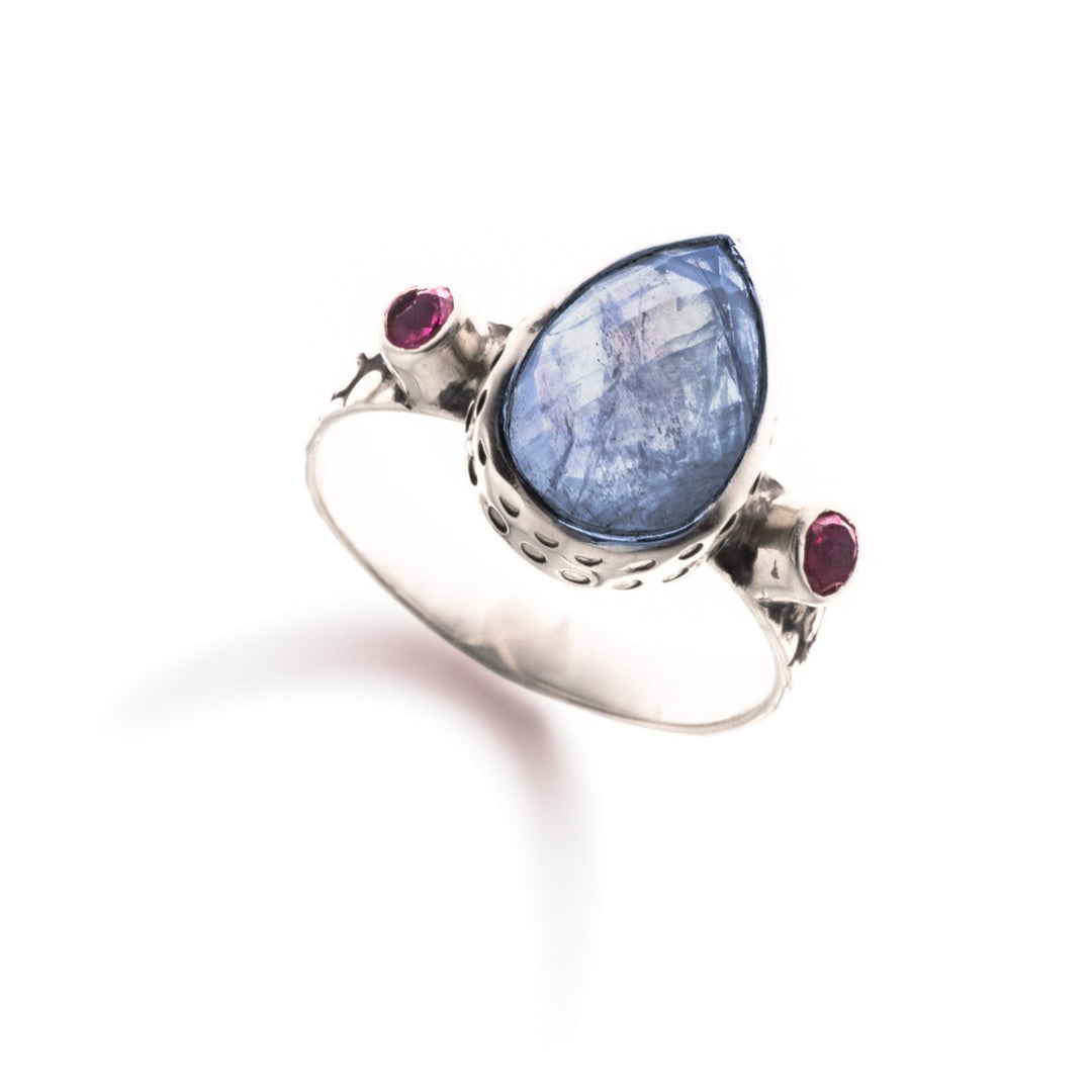 טבעת היילי-אבן מונסטון ריינבו וטורמלין ורודות