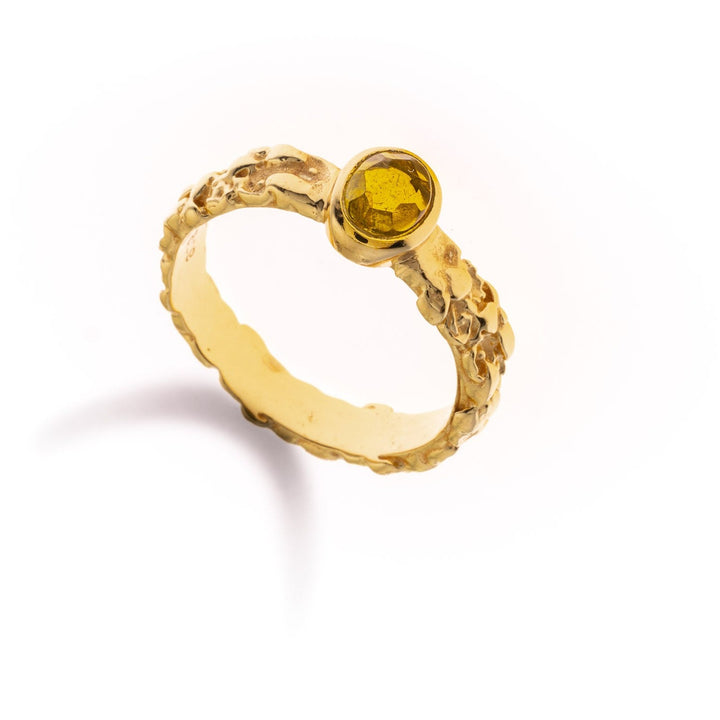 טבעת איזבל ציפוי זהב- אבן טורמלין כתומה