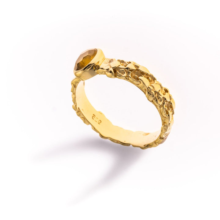 טבעת איזבל ציפוי זהב- אבן טורמלין כתומה