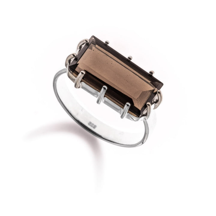 טבעת לורן-אבן סמוקי קוורץ