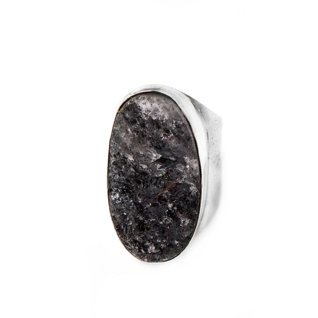 טבעת מילה- אבן טורמלין אפורה גולמית