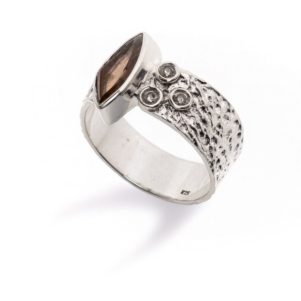 טבעת רפאל- אבן סמוקי קוורץ