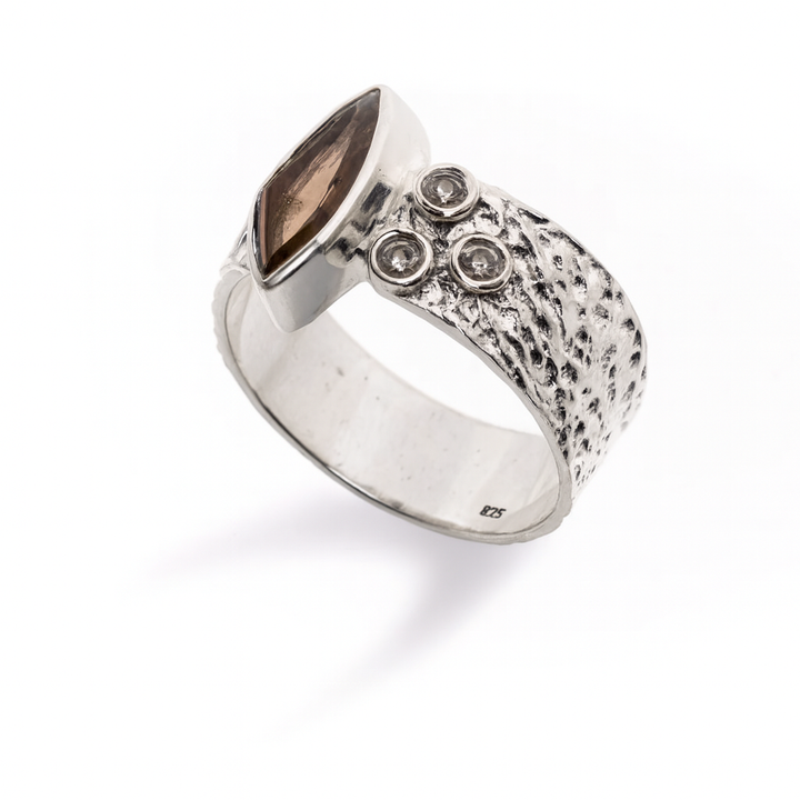 טבעת רפאל- אבן סמוקי קוורץ