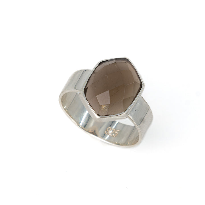 טבעת אשלי- אבן סמוקי קוורץ