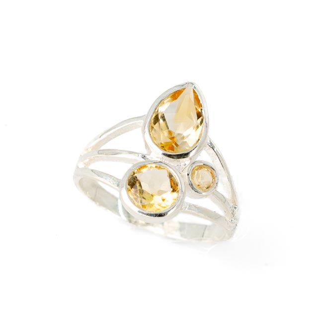 טבעת טריפל- אבני סיטרין כתומות